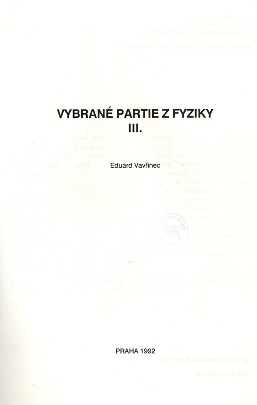 Vybrané partie z fyziky III