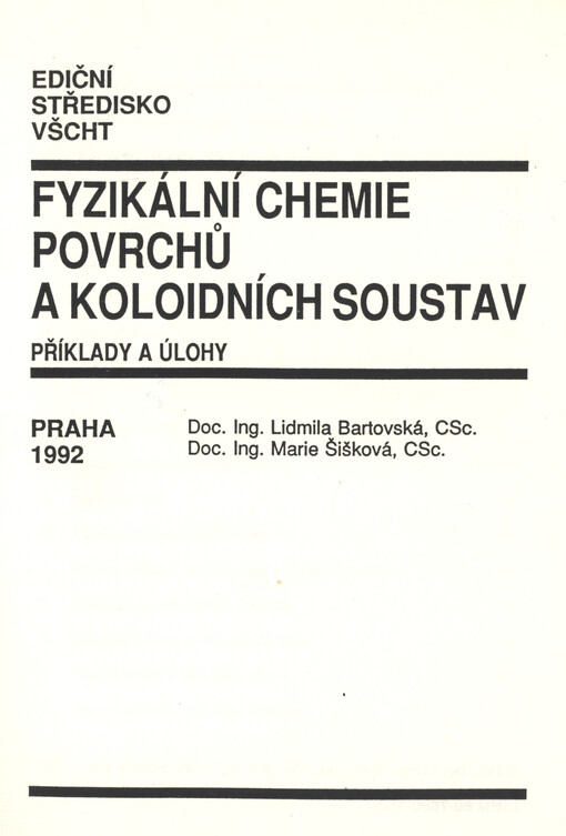 Fyzikální chemie povrchů a koloidních soustav