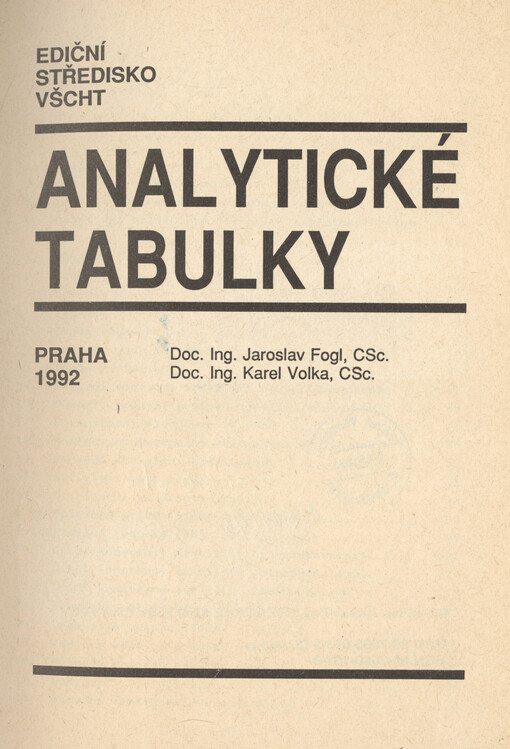 Analytické tabulky