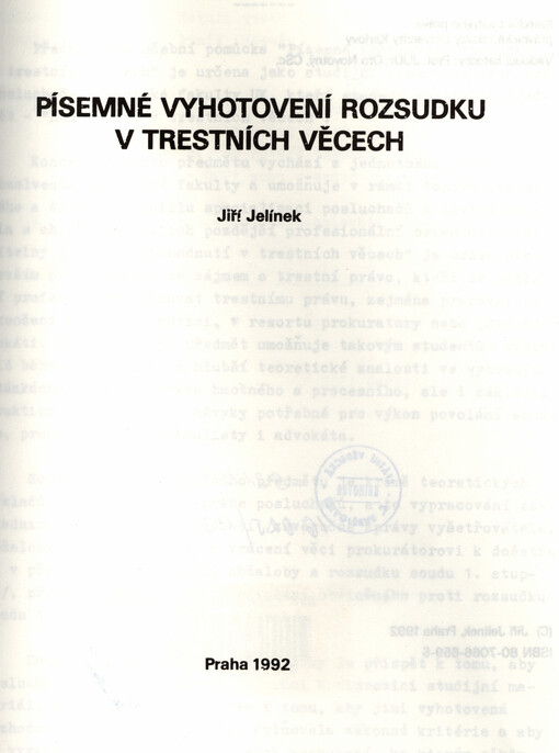 Písemné vyhotovení rozsudku v trestních věcech