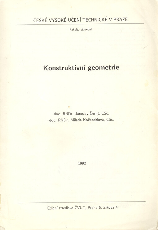 Konstruktivní geometrie : určeno pro stud. fak. stavební