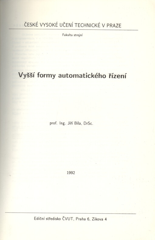 Vyšší formy automatického řízení