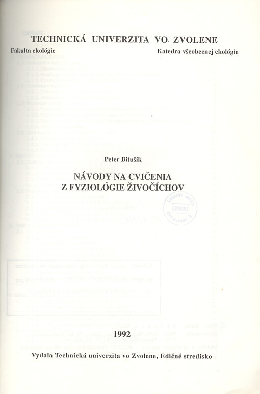 Návody na cvičenia z fyziológie živočíchov