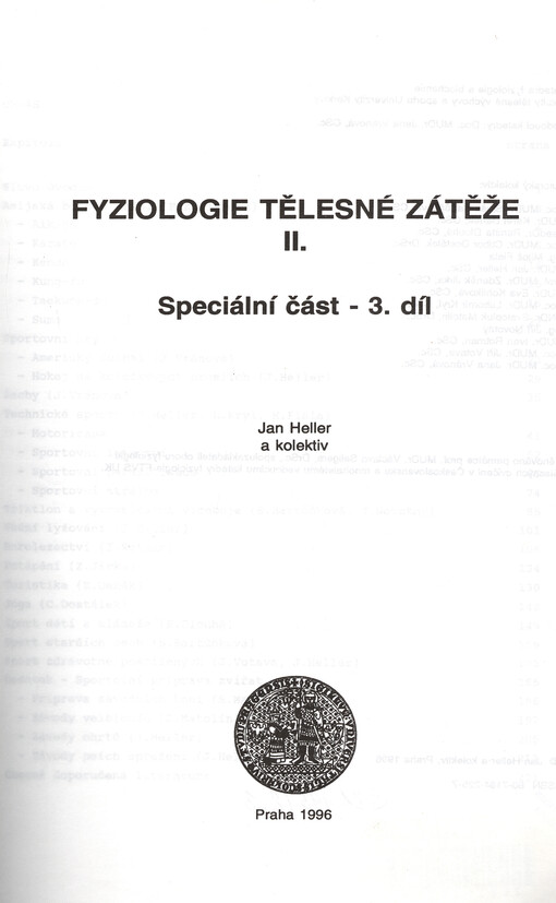 Fyziologie tělesné zátěže. II., Speciální část - 3. díl