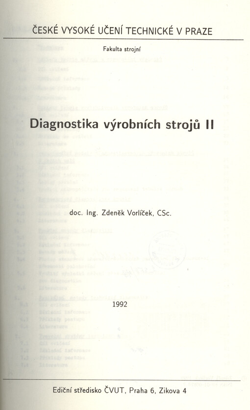 Diagnostika výrobních strojů II