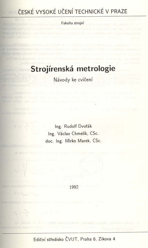 Strojírenská metrologie : návody na cvičení