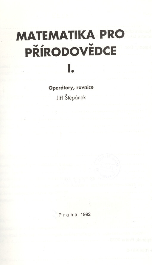 Matematika pro přírodovědce. I., Operátory, rovnice