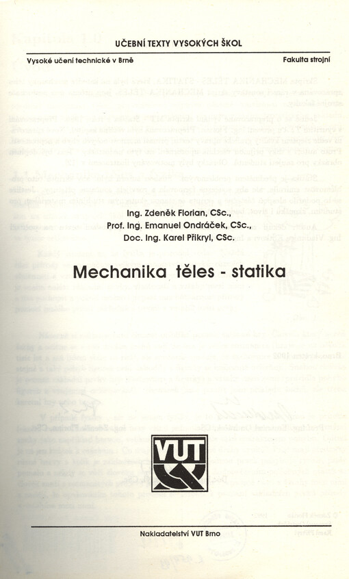 Mechanika těles - statika