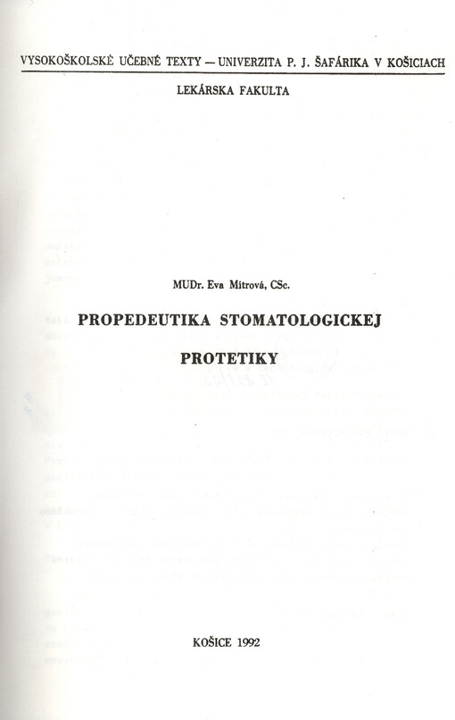 Propedeutika stomatologickej protetiky