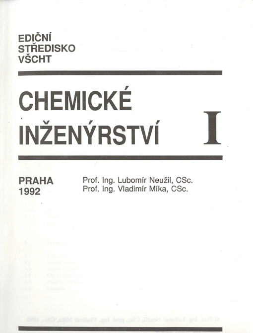 Chemické inženýrství 1A