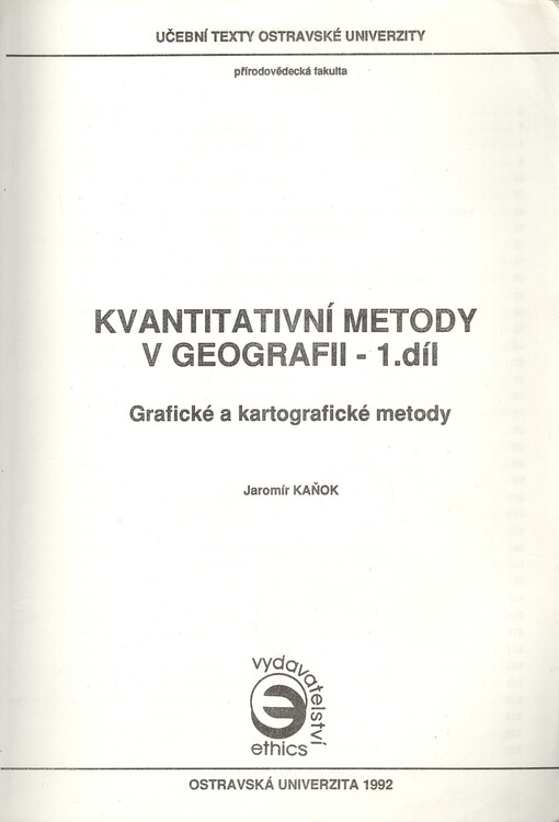 Kvantitativní metody v geografii. Díl 1, Grafické a kartografické metody