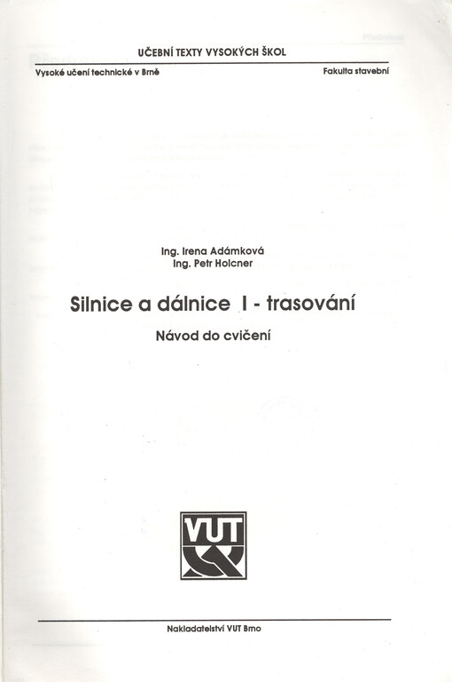 Silnice a dálnice I - trasování : návod do cvičení