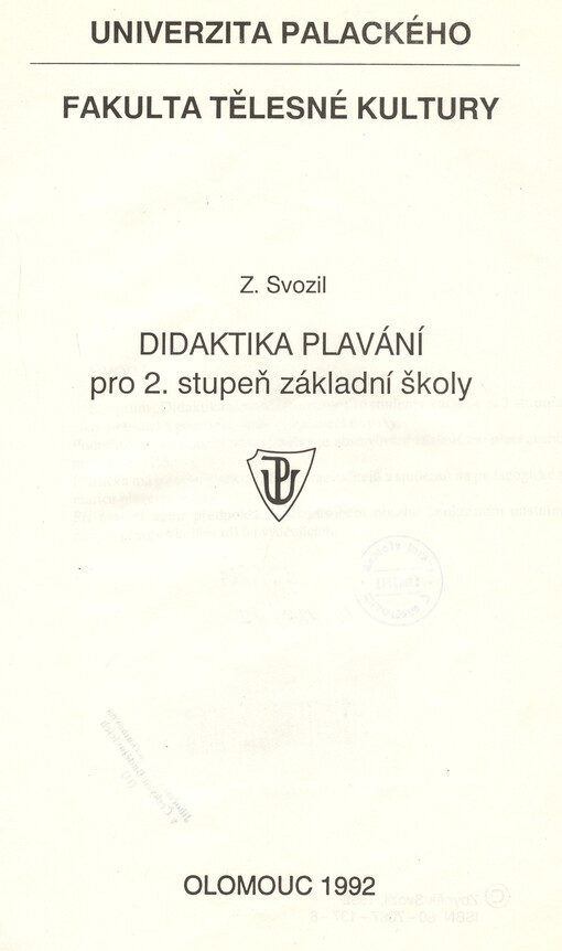 Didaktika plavání : pro 2. stupeň základní školy