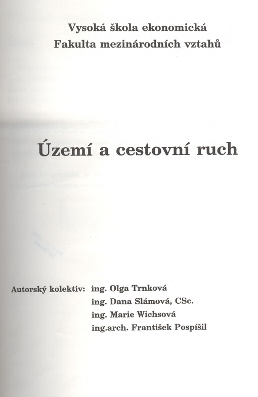 Území a cestovní ruch