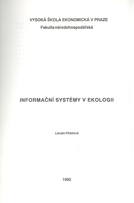 Informační systémy v ekologii
