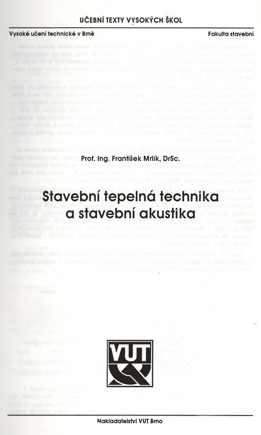 Stavební tepelná technika a stavební akustika