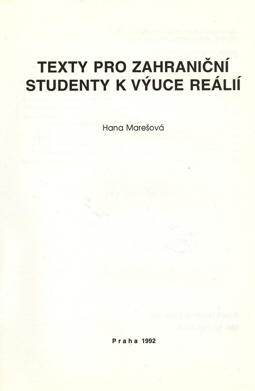 Texty pro zahraniční studenty k výuce reálií