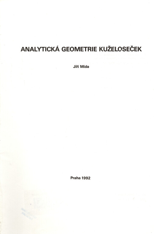 Analytická geometrie kuželoseček