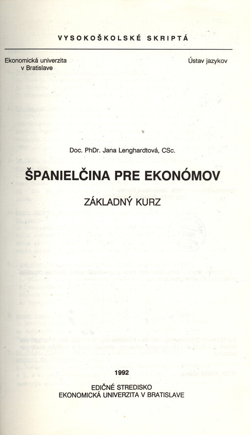 Španielčina pre ekonómov : základný kurz