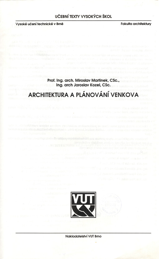 Architektura a plánování venkova
