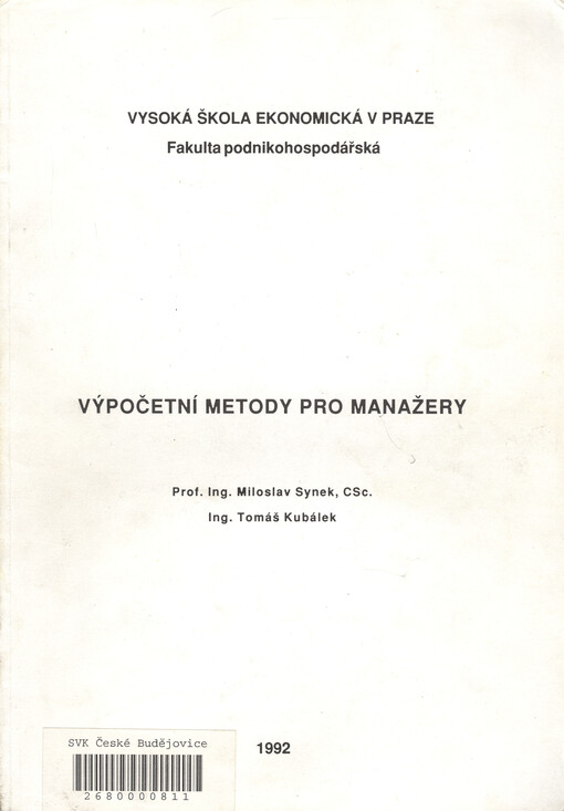 Výpočetní metody pro manažery