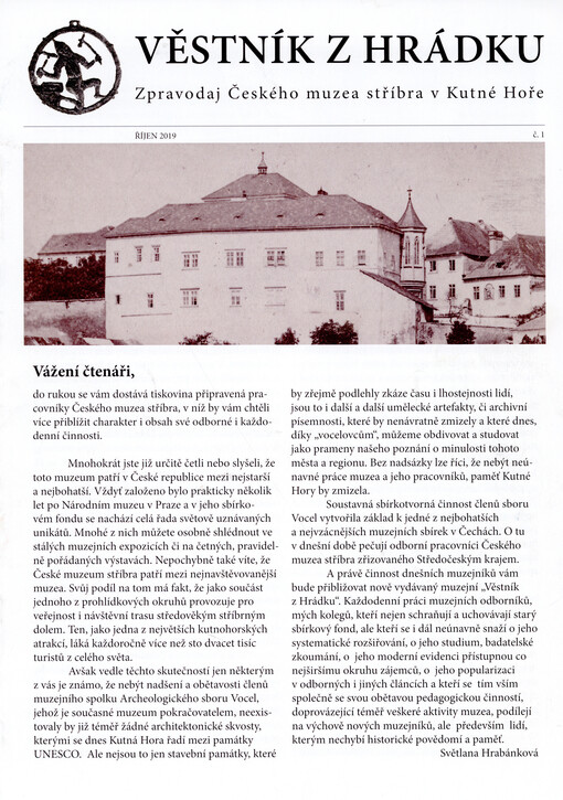 Věstník z Hrádku : zpravodaj Českého muzea stříbra v Kutné Hoře