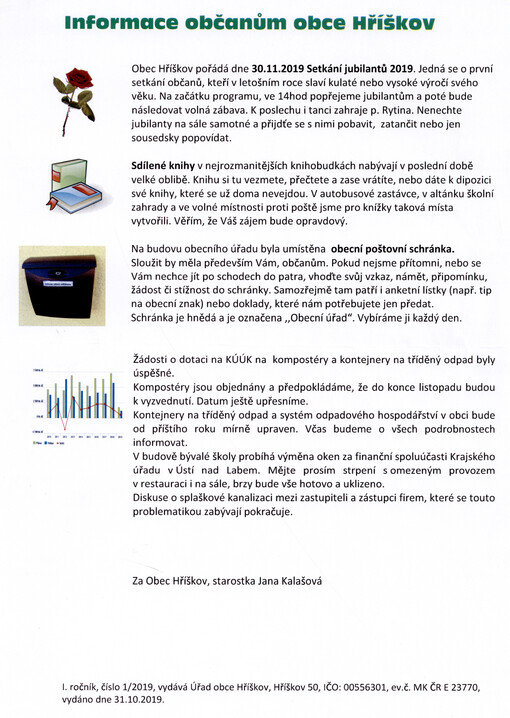Informace občanům obce Hříškov