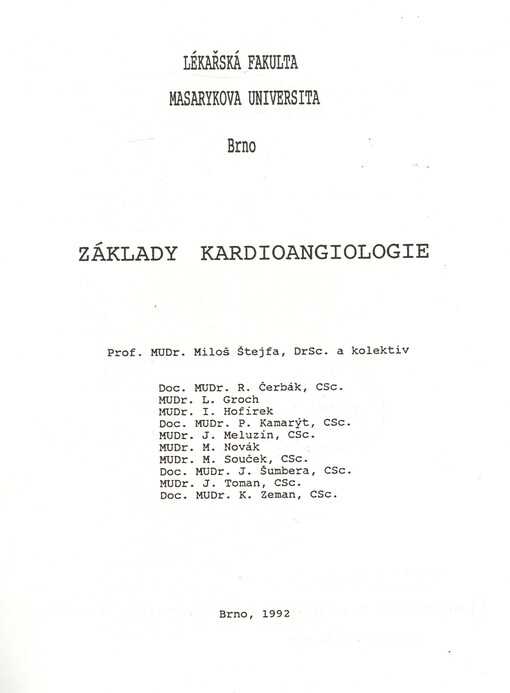 Základy kardioangiologie