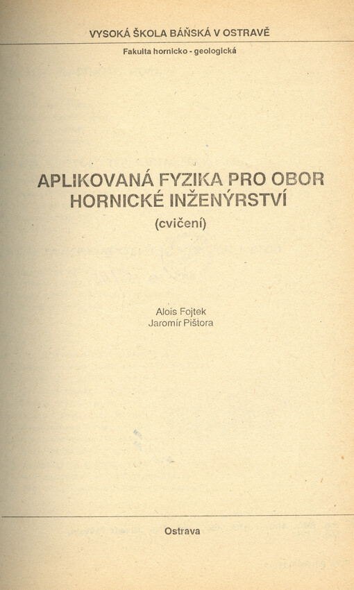 Aplikovaná fyzika pro obor hornické iženýrství