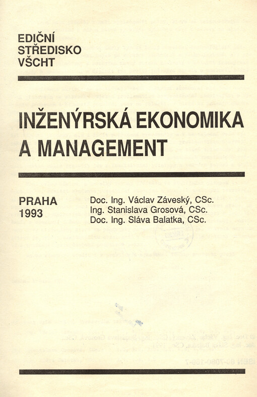 Inženýrská ekonomika a management