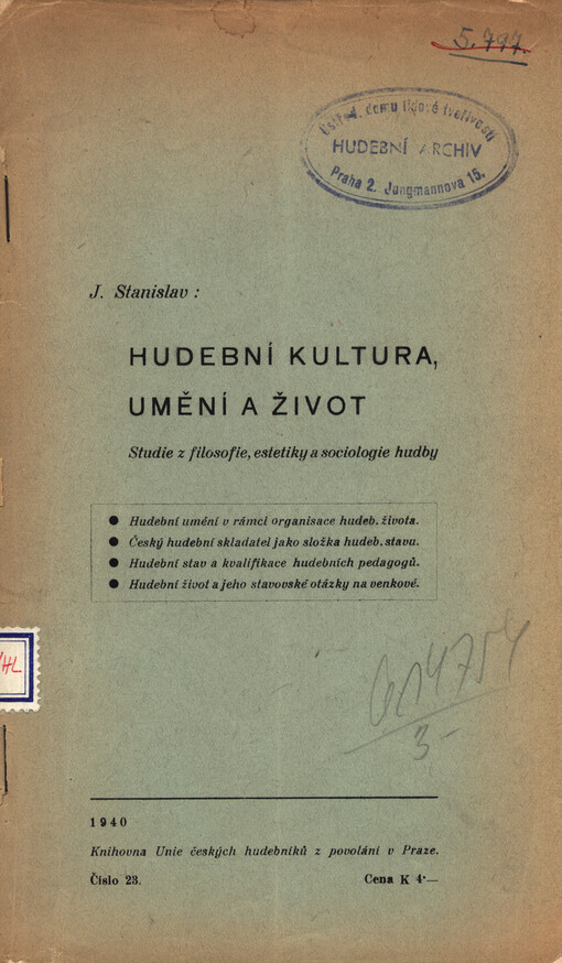 Hudební kultura, umění a život : studie z filosofie, estetiky a sociologie hudby