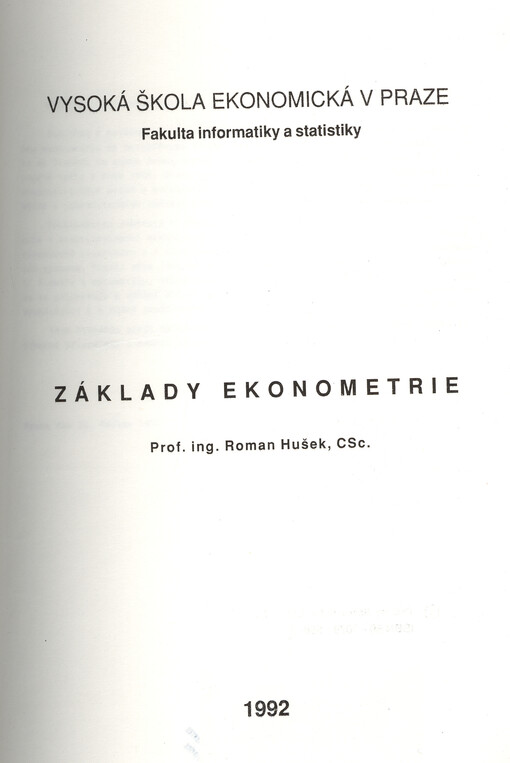 Základy ekonometrie