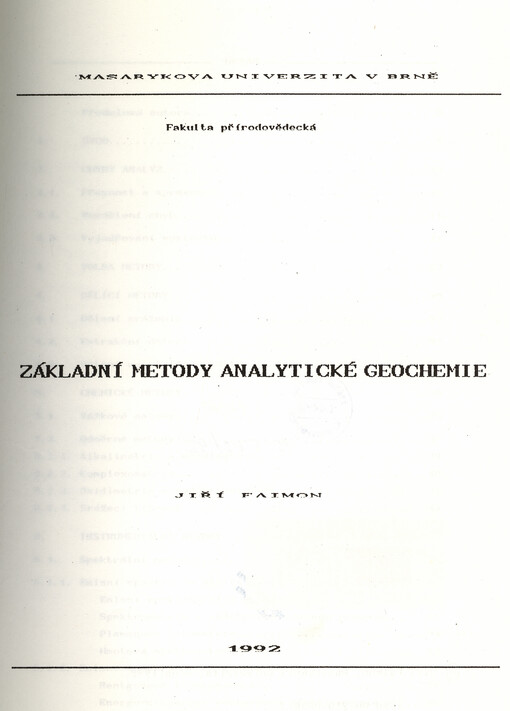 Základní metody analytické geochemie