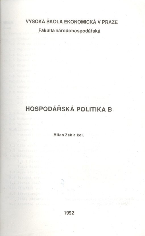 Hospodářská politika B