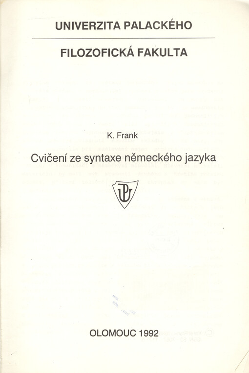 Cvičení ze syntaxe německého jazyka