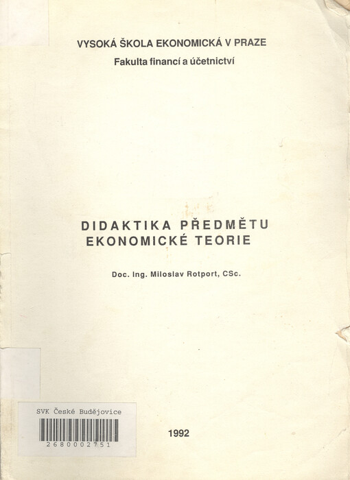 Didaktika předmětu ekonomické teorie