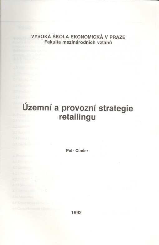 Územní a provozní strategie retailingu