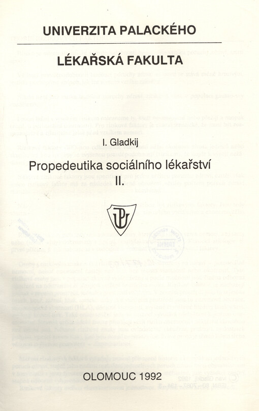Propedeutika sociálního lékařství II.