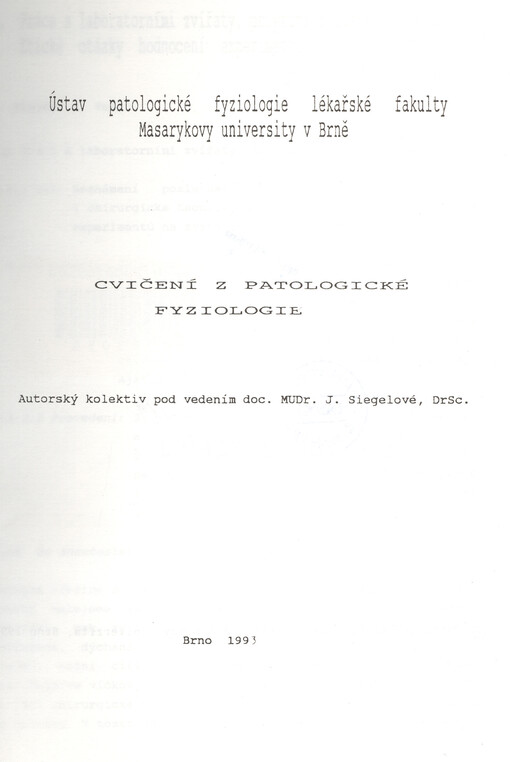 Cvičení z patologické fyziologie