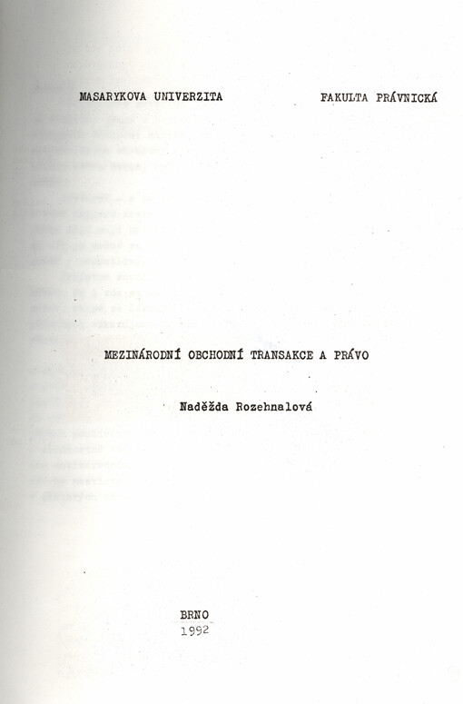 Mezinárodní obchodní transakce a právo