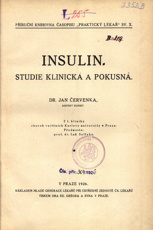Insulin : studie klinická a pokusná