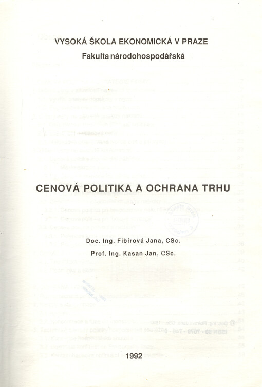 Cenová politika a ochrana trhu