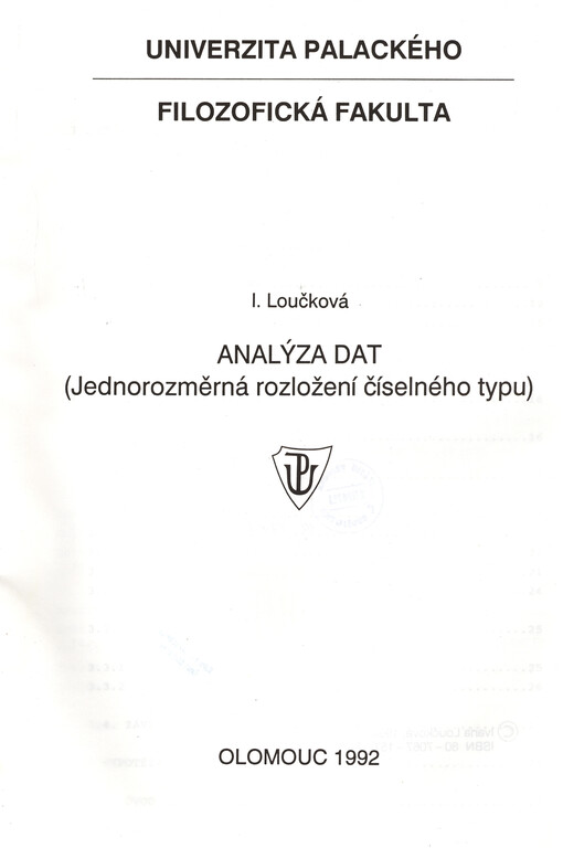 Analýza dat : jednorozměrná rozložení číselného typu