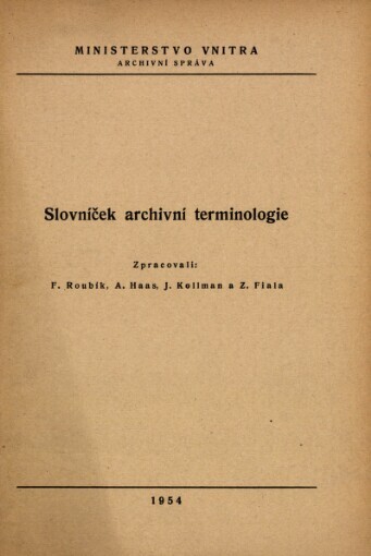 Slovníček archivní terminologie