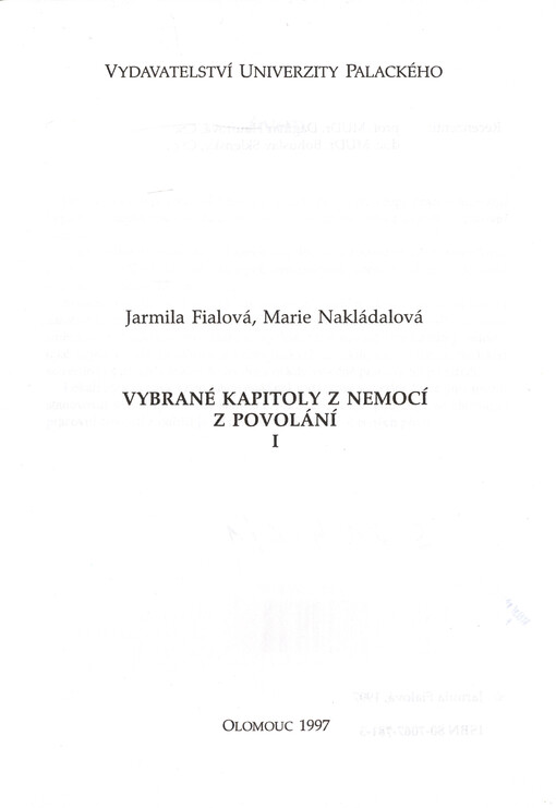 Vybrané kapitoly z nemocí z povolání. I