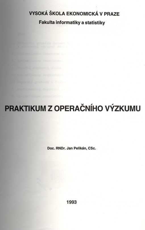 Praktikum z operačního výzkumu