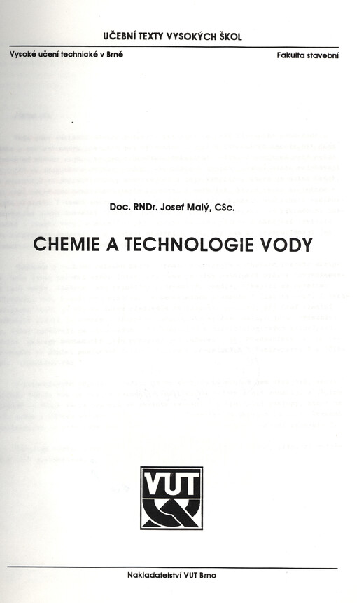 Chemie a technologie vody