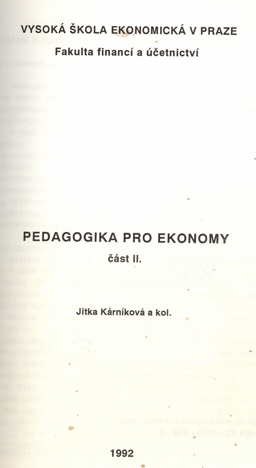 Pedagogika pro ekonomy II