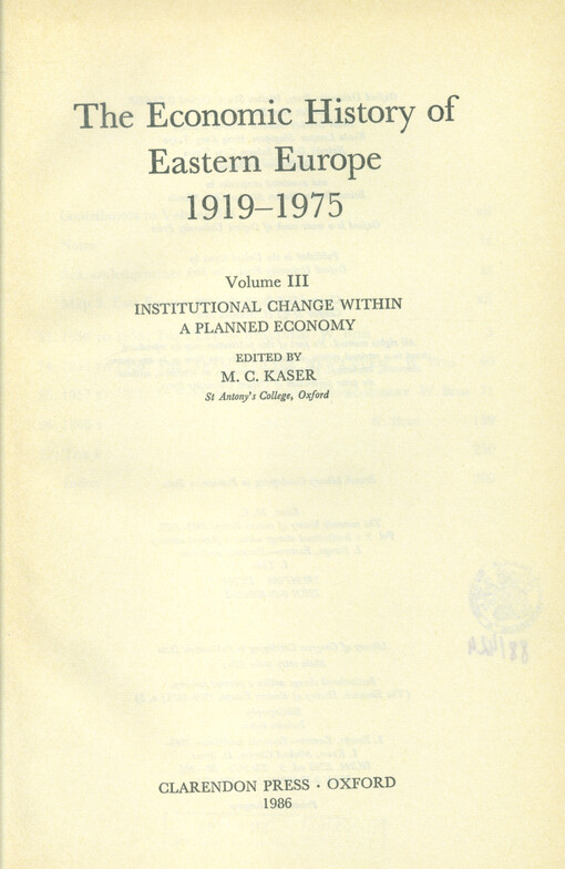 The economic history of Eastern Europe, 1919-1975. Volume II, Interwar policy the war and reconstruction