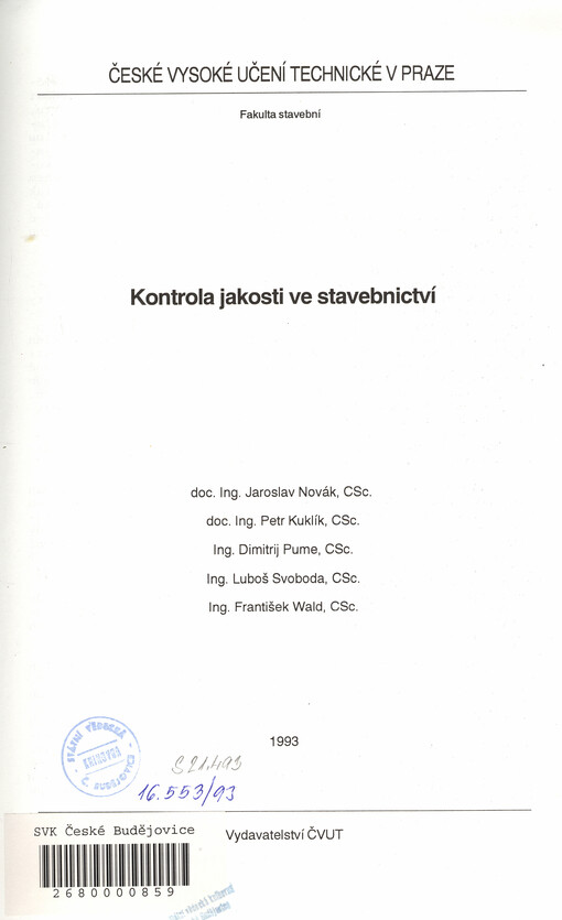 Kontrola jakosti ve stavebnictví
